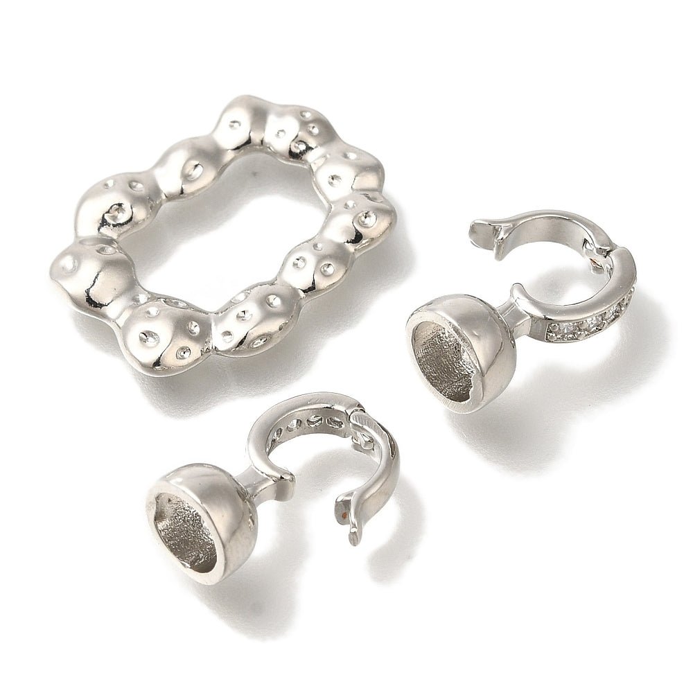 Foldelåse Med Zirkonia – Platinbelagt Messing (39mm) 1 stk. - Uniq Perler - 123933
