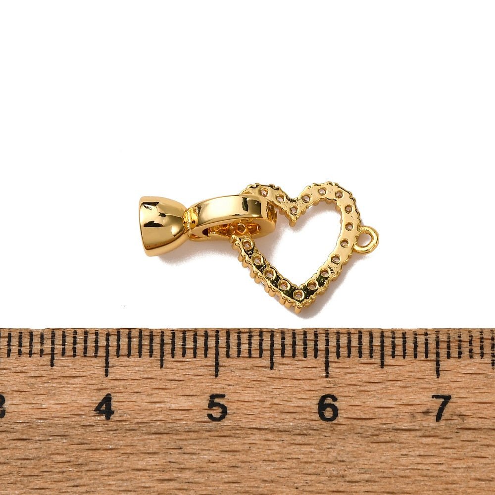 Foldelås/Fold Over Lås med Hjerte & Zirkonia – 18K Guldbelagt (22mm) - Uniq Perler - 122119