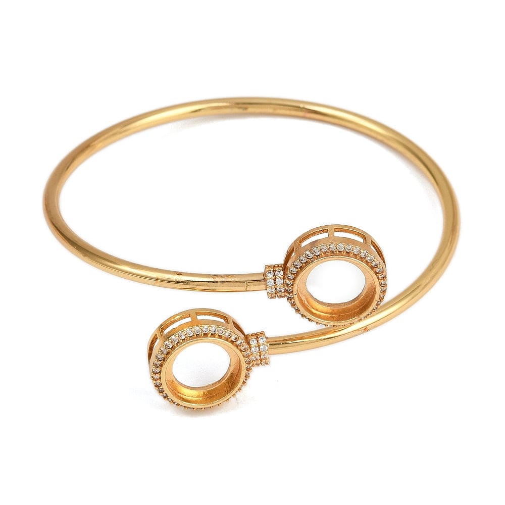 Gold-plated Cuff Bracelet in Brass with Clear Zirconia and 12.5mm for Gluing - Uniq Perler - 199284