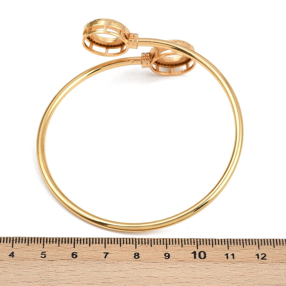 Gold-plated Cuff Bracelet in Brass with Clear Zirconia and 12.5mm for Gluing - Uniq Perler - 199284