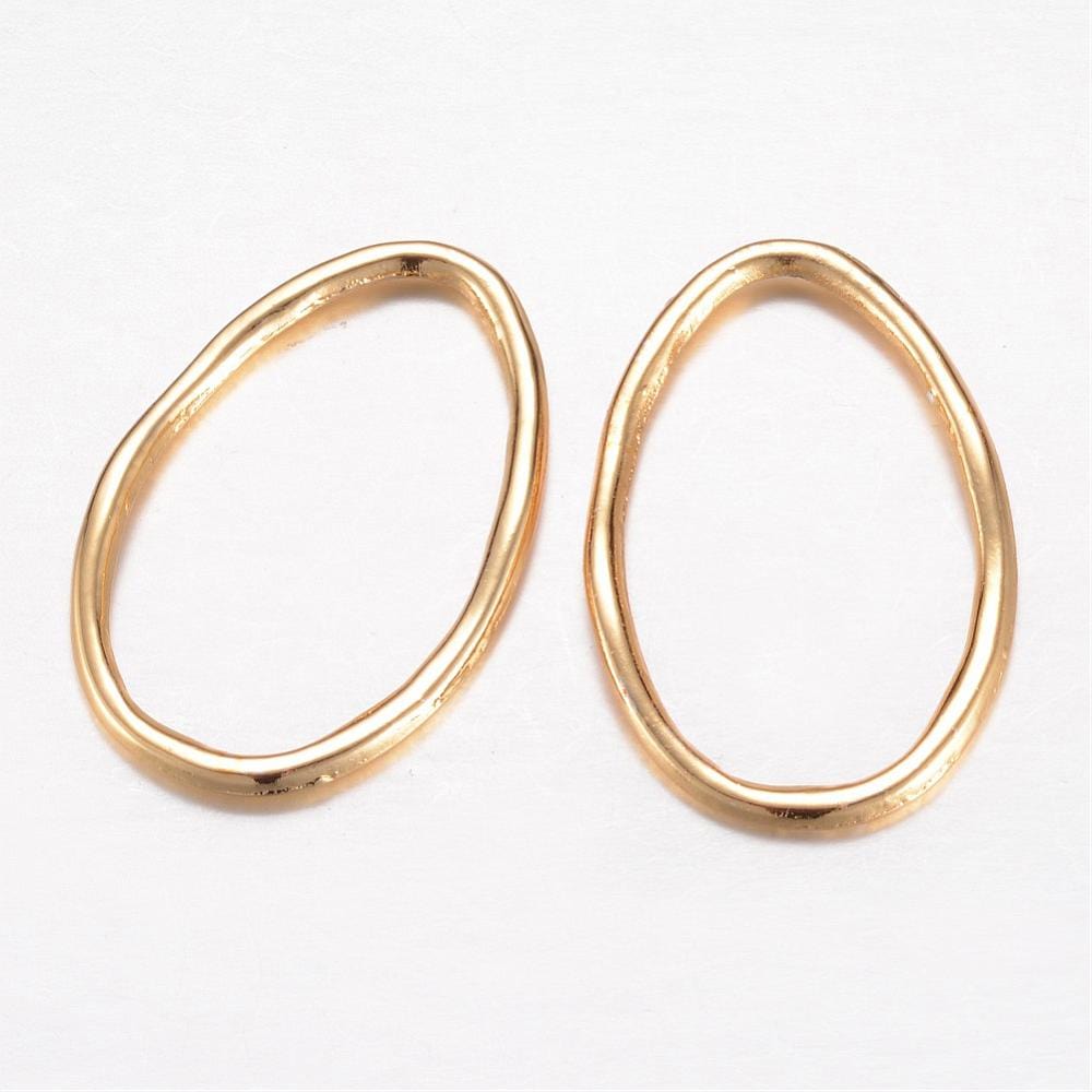 Forgyldt dråbe Links/vedhæng m.m, vandfast messing str. (33x22 mm, 2 stk.) - Uniq Perler - 351845