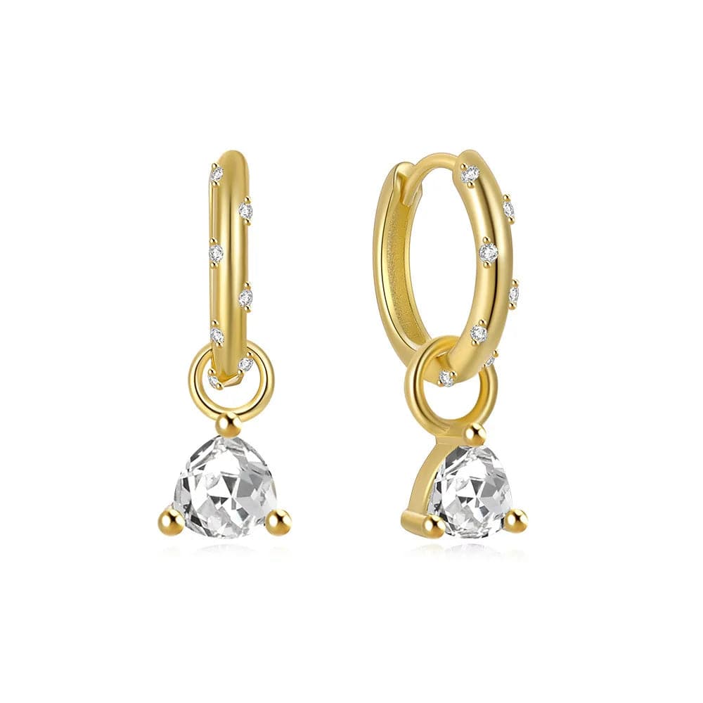 Forgyldt Sterling Sølv 925 Ørestikkere/Creoler Med Klare Zirkonia Sten - Uniq Perler - 1111490057