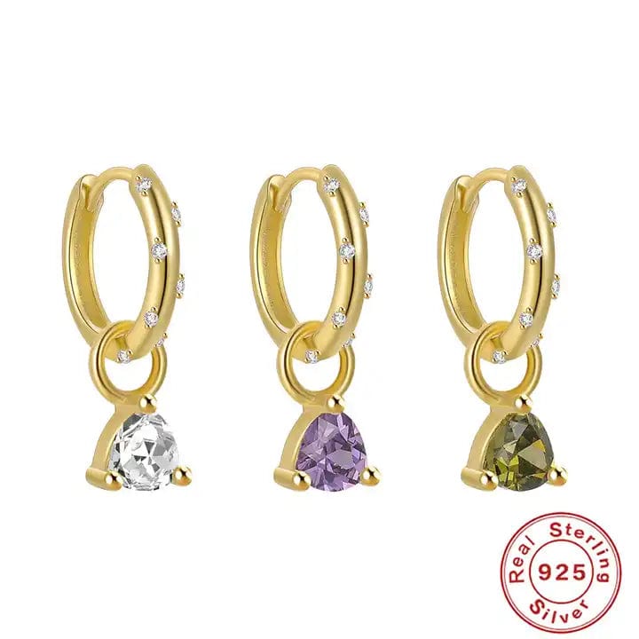 Forgyldt Sterling Sølv 925 Ørestikkere/Creoler Med Klare Zirkonia Sten - Uniq Perler - 1111490057