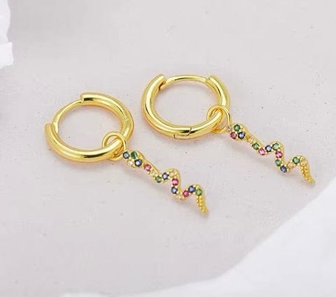 Forgyldt Sterling Sølv Belagt Slange Vedhæng Med Farvet Zirkonia Sten - Uniq Perler - 114393