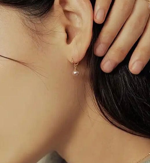 Forgyldt Sterling Sølv Creol Med Ferskvandsperle Vedhæng - Uniq Perler - 1111490064