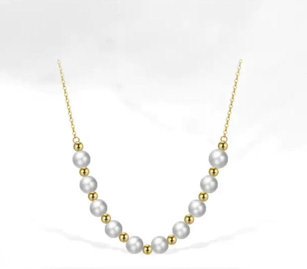 Forgyldt Sterling Sølv Halskæde Med Ferskvandsperler (6mm, 45+5cm) - Uniq Perler - 1111490053