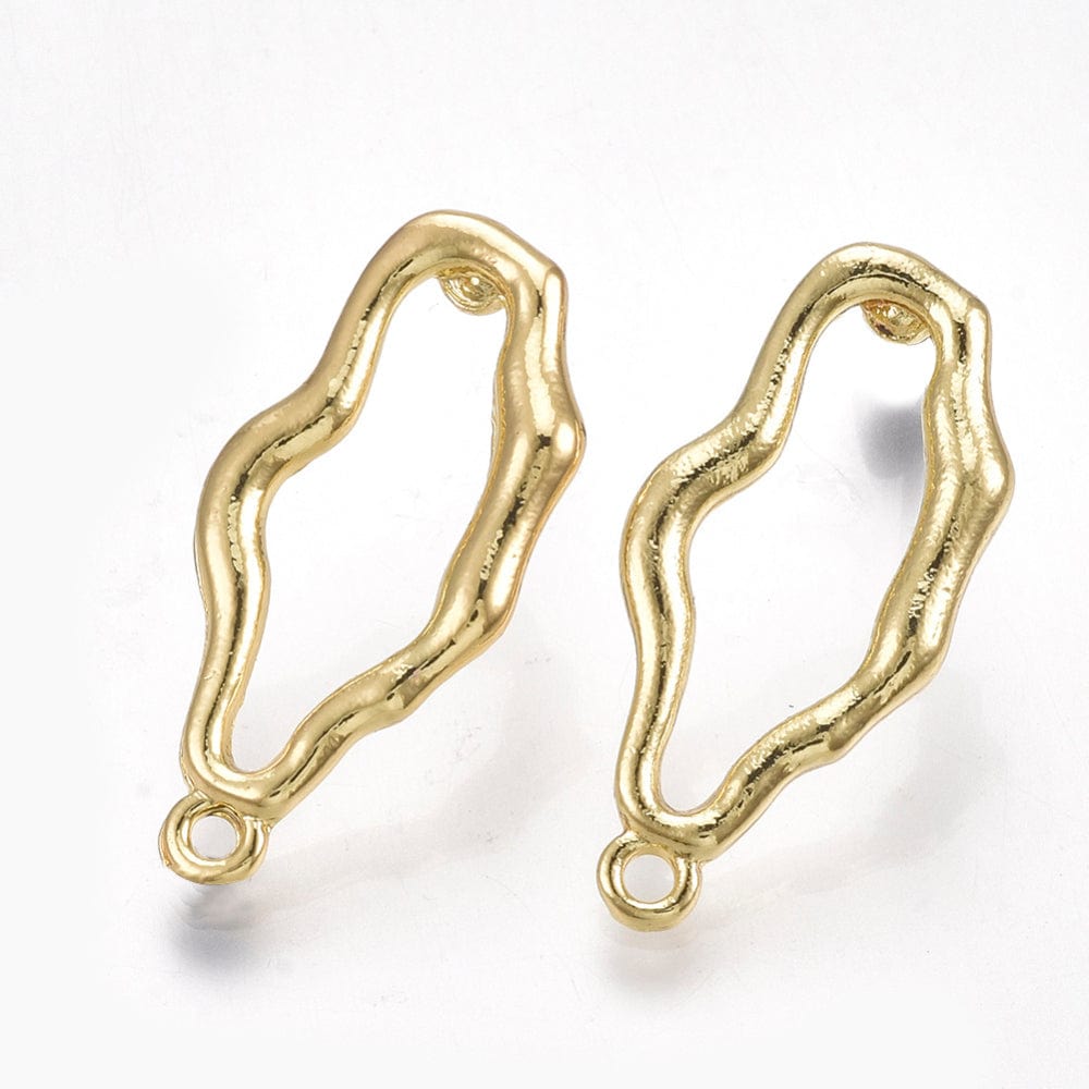 Forgyldte Ørestikkere, Organisk Look, (26x12mm) - Uniq Perler - 111409