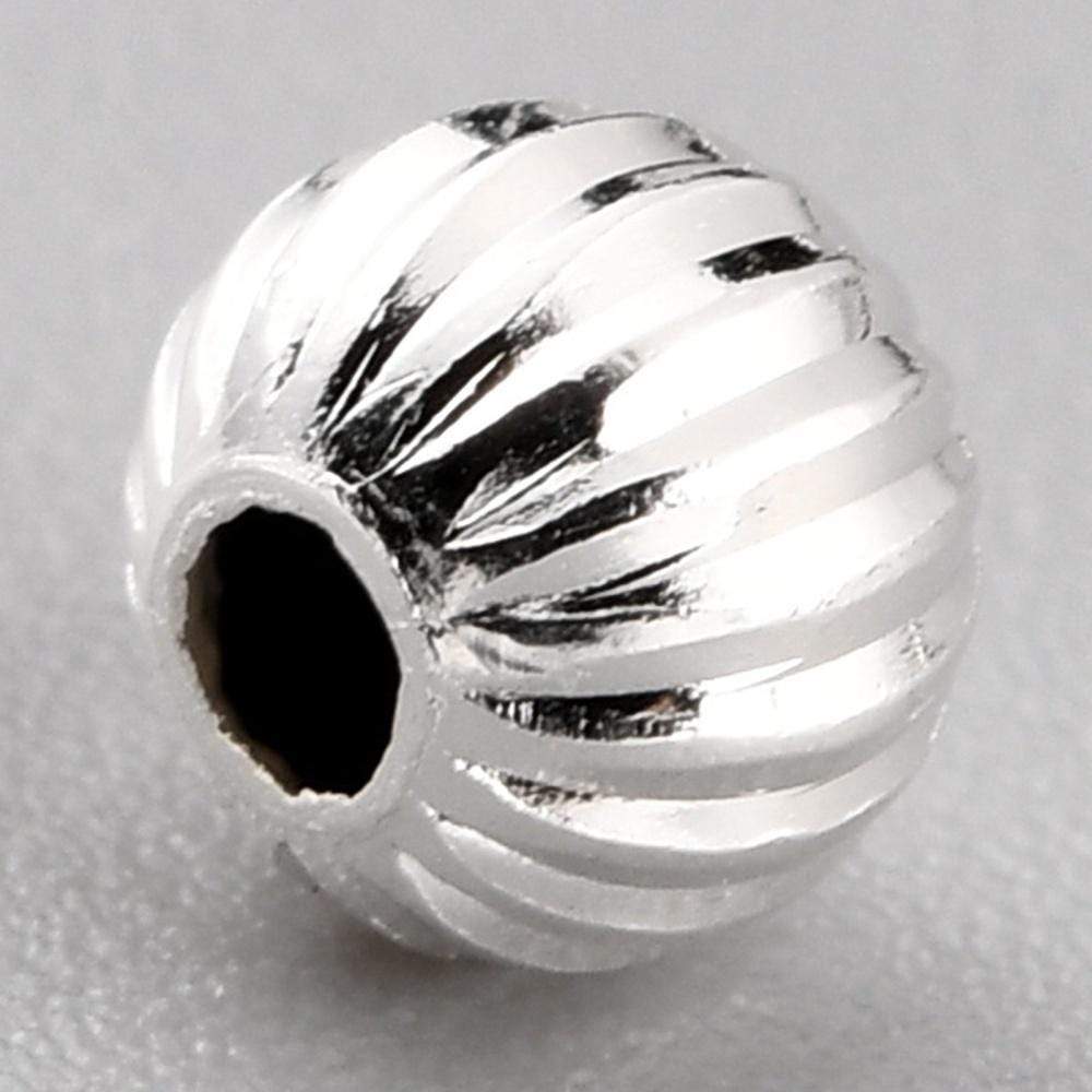 Forsølvet Perler Med Riller, 5mm, 25 Stk - Uniq Perler - 876577