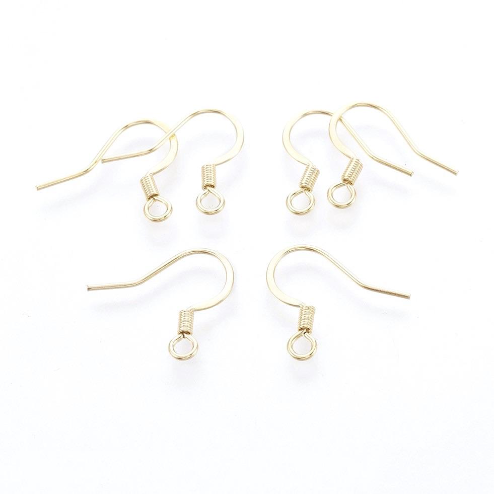 Fransk Ørekroge, 18K Forgyldt Stål, 15x16mm, (5 Par) - Uniq Perler - 6943