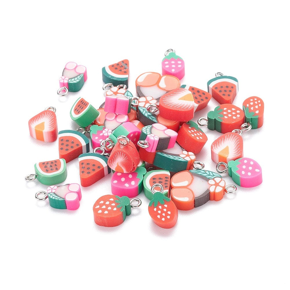Frugt Vedhæng – Fimo (10 - 18mm) 35 Stk - Uniq Perler - 111273