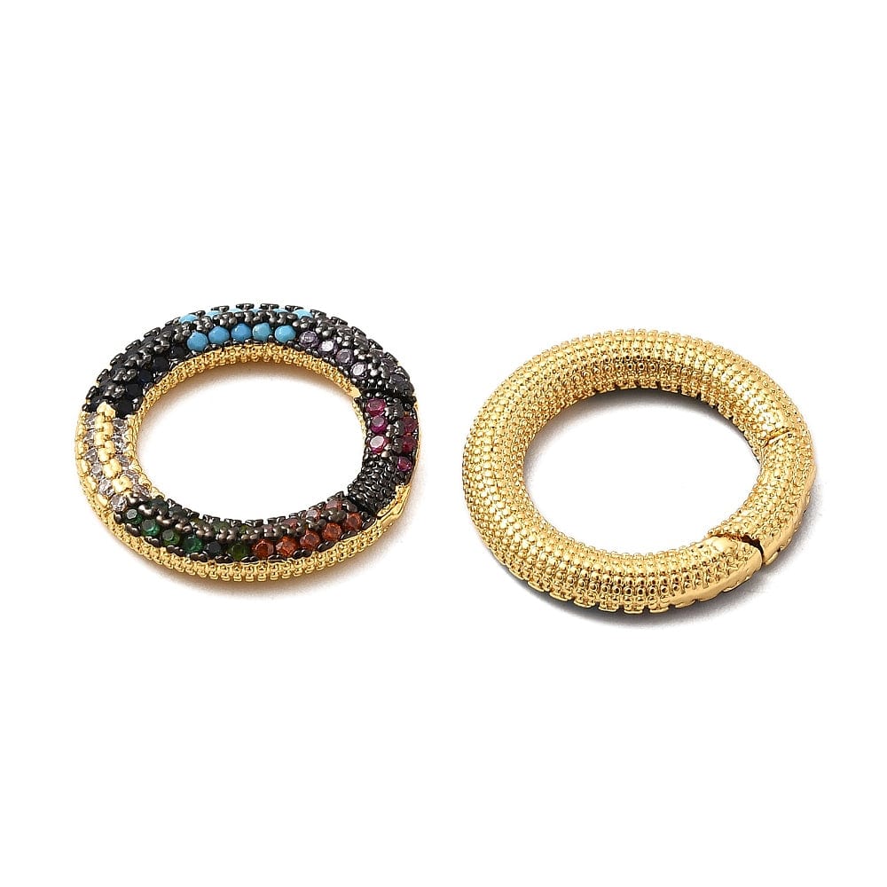 Gate Springlås Med Farvede Zirkonia Sten - Forgyldt (19,5x3mm) - Uniq Perler - 115921