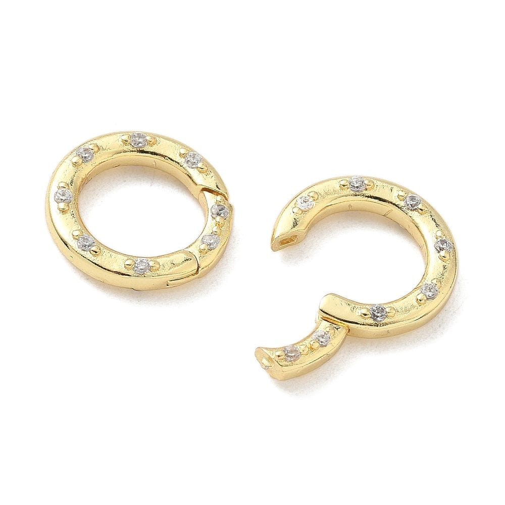 Gate Springlås Med Zirkonia - 18K Langtidsholdbar Forgyldt (13,5x3mm) - Uniq Perler - 115710