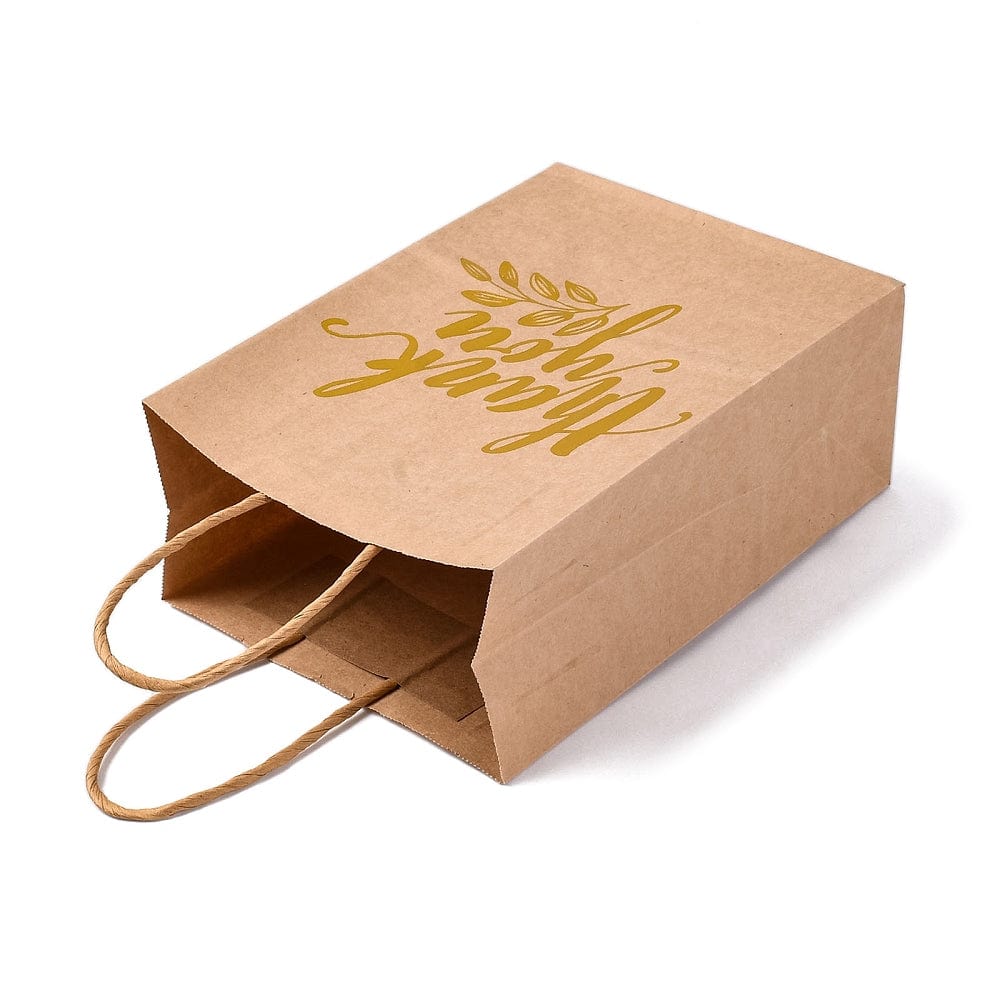 Gavepose i Papir med Guldtryk – Rektangel (20x14x8cm) 10 stk - Uniq Perler -