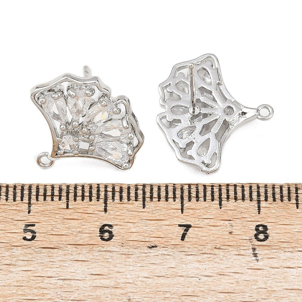 Ginkgo Blad formet ørestikkere, Platin belagt (17.5x15.5mm) pr. par - Uniq Perler -