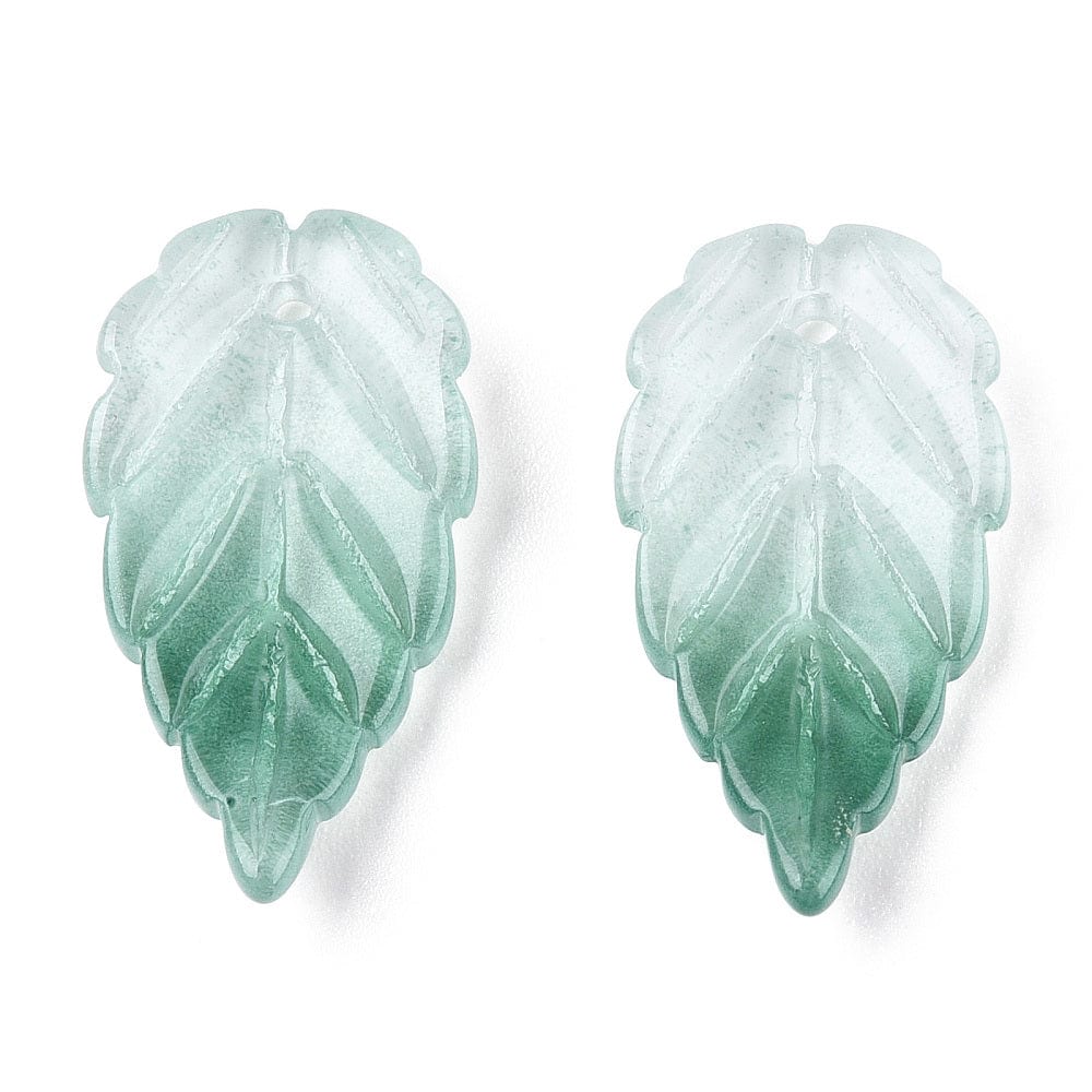 Glas Blade Vedhæng, To - Farvet, 30x16mm, 10 Stk. - Uniq Perler - 7274531