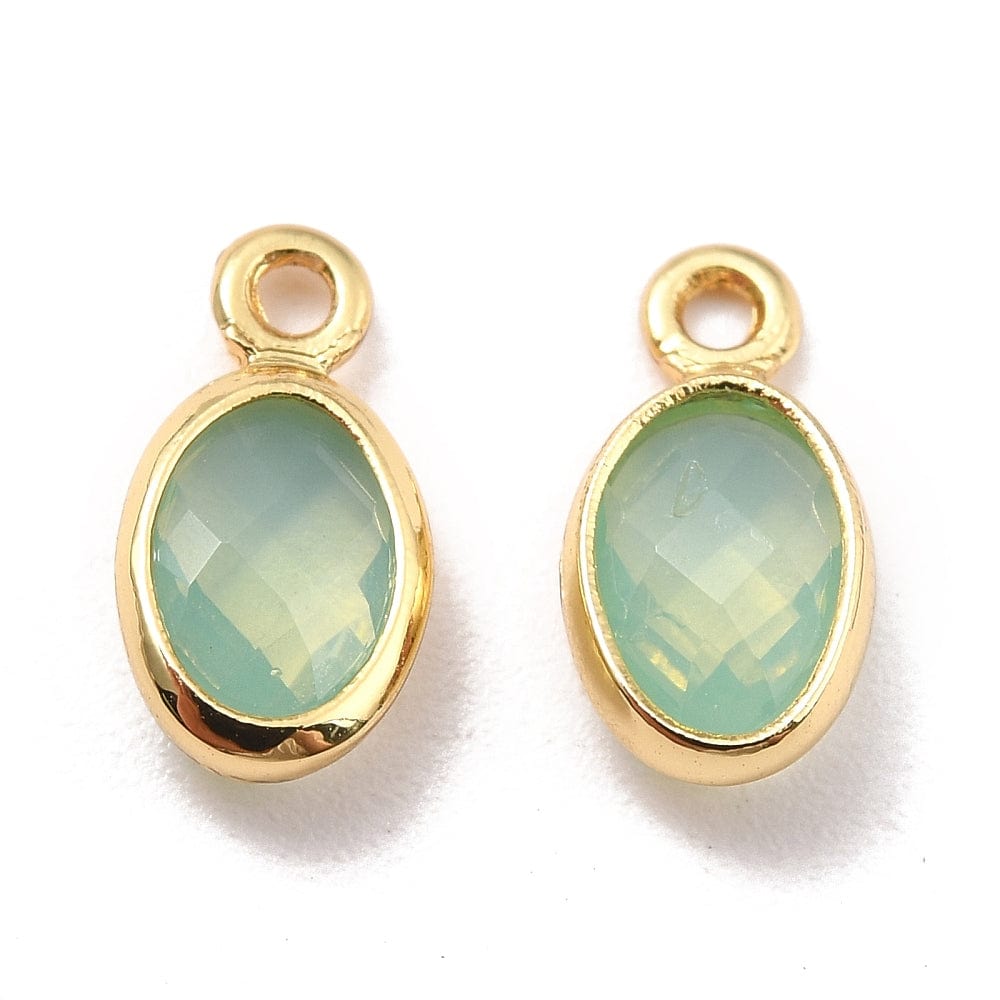 Glas Charms - Grøn, 18K Langtidsholdbar Forgyldning (9x5x1mm), 4 Stk - Uniq Perler - 0000014707