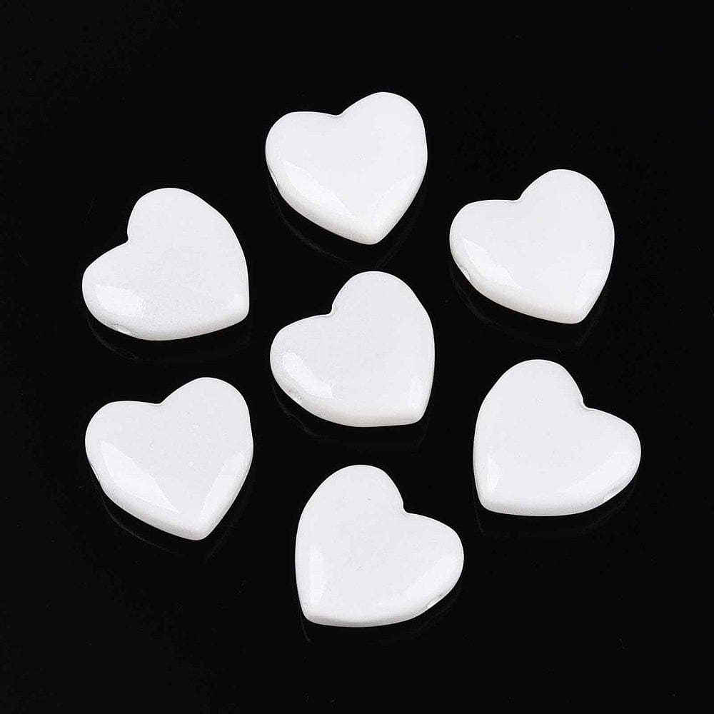 Glas Hjerter - Hvid (24x9mm) 2 Stk - Uniq Perler - 115872