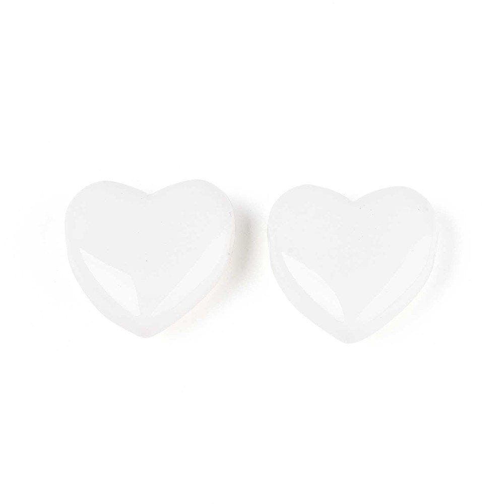 Glas Hjerter - Hvid (24x9mm) 2 Stk - Uniq Perler - 115872