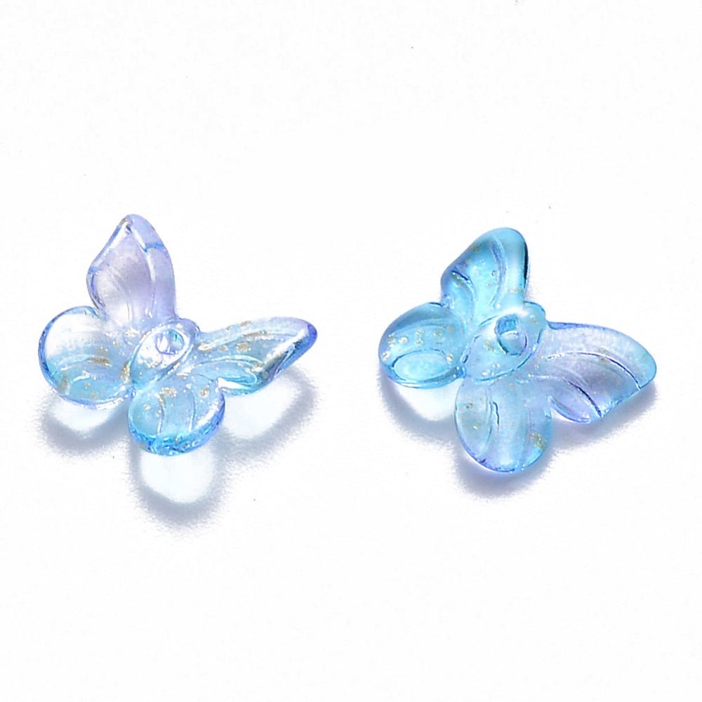 Glass Butterflies - Blue (9.5x11mm), 10 pcs - Uniq Perler - 117094