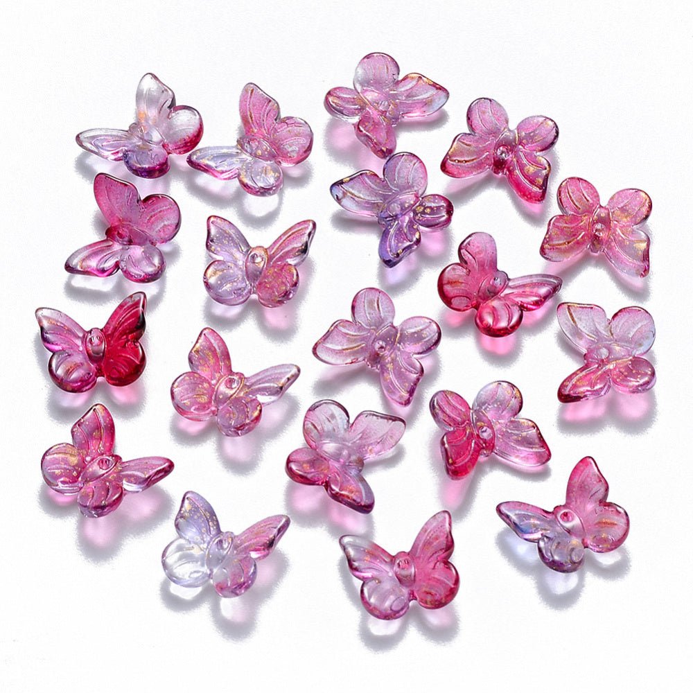Glass Butterflies - Bordeaux (9.5x11mm), 10 pcs - Uniq Perler - 117095