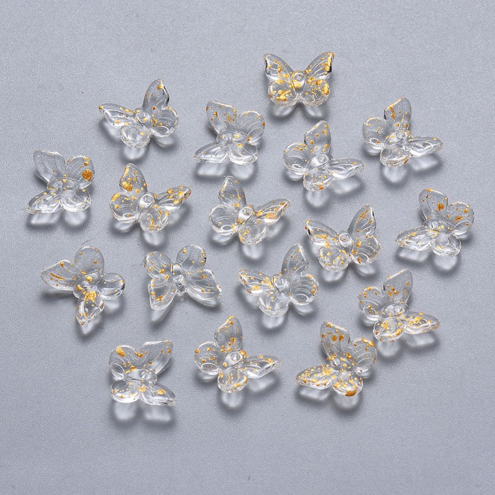 Glass Butterflies - Golden (9.5x11mm, 10 pcs) - Uniq Perler - 117096