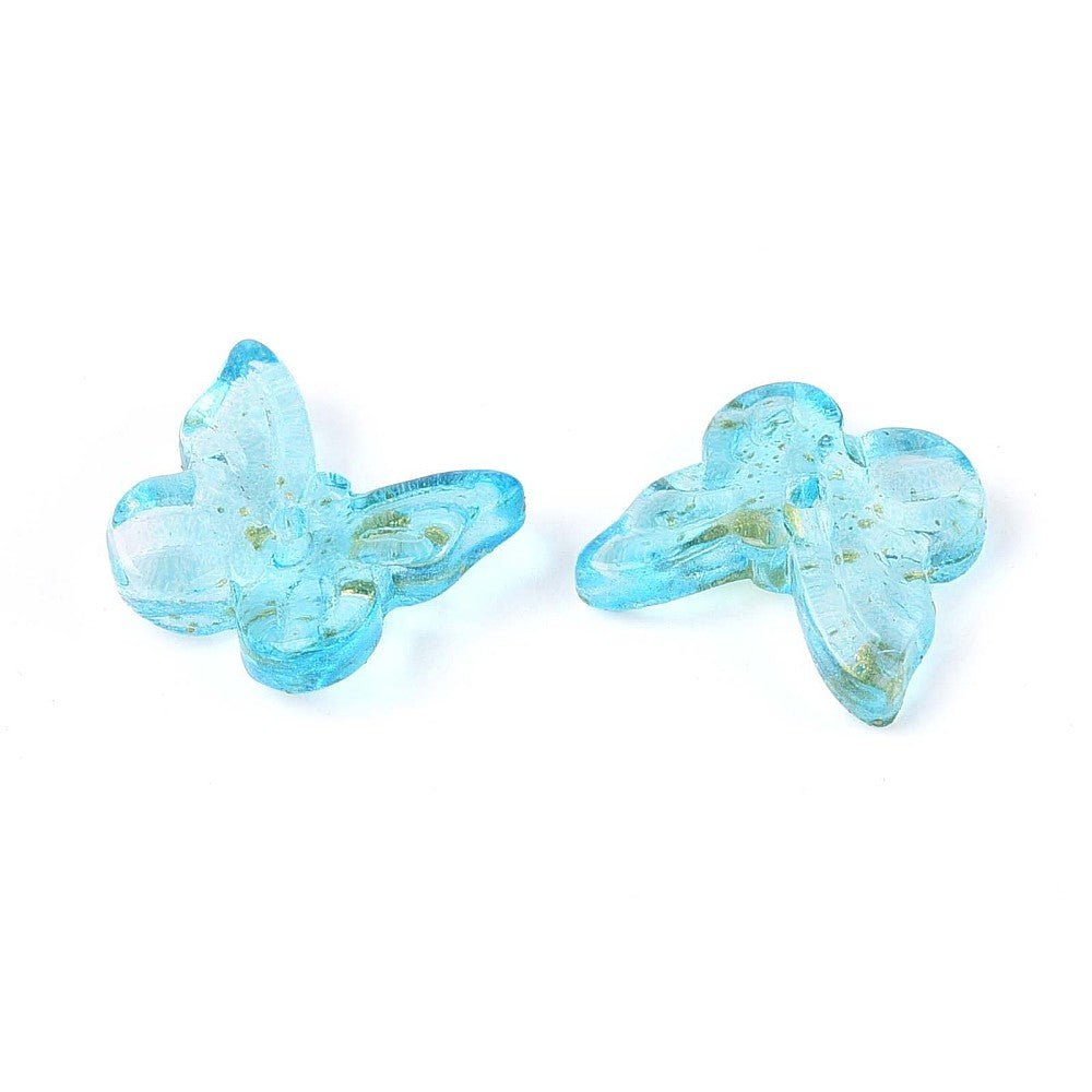 Glass Butterflies - Turquoise (9.5x11mm), 10 pcs - Uniq Perler - 117098