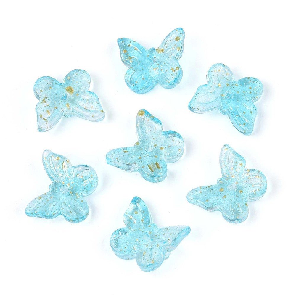 Glass Butterflies - Turquoise (9.5x11mm), 10 pcs - Uniq Perler - 117098