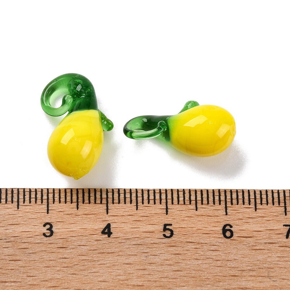 Glas Anhänger – Zitrone (19mm) 4 Stk. - Uniq Perler - 117047