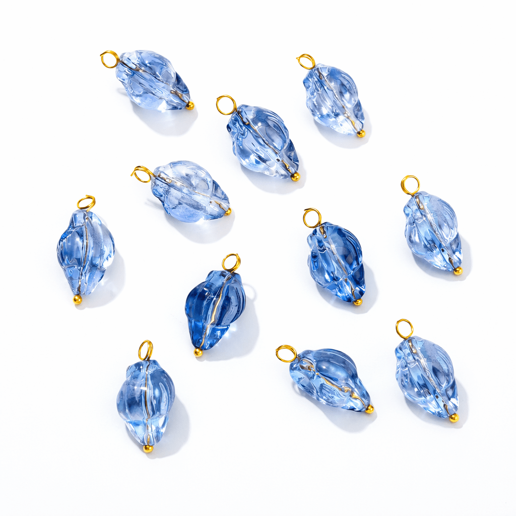 Glas Anhänger – Muschel - Blau (20mm) 10 Stk. - Uniq Perler - 117054