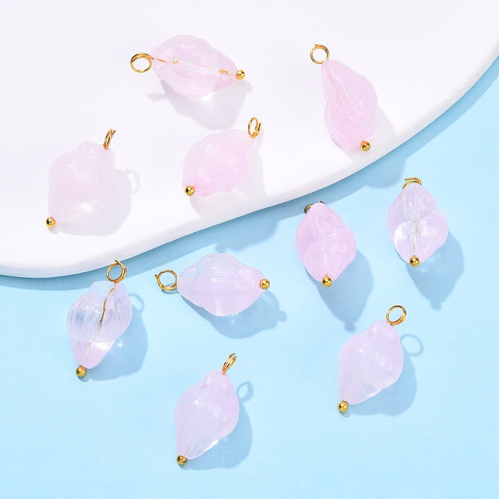 Glas Anhänger – Muschel - Rosa (20mm) 10 Stk. - Uniq Perler - 117053