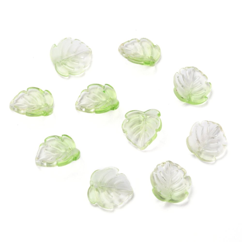 Glasblade Vedhæng – Grønt Farvemix (15x14mm) 20 stk - Uniq Perler -