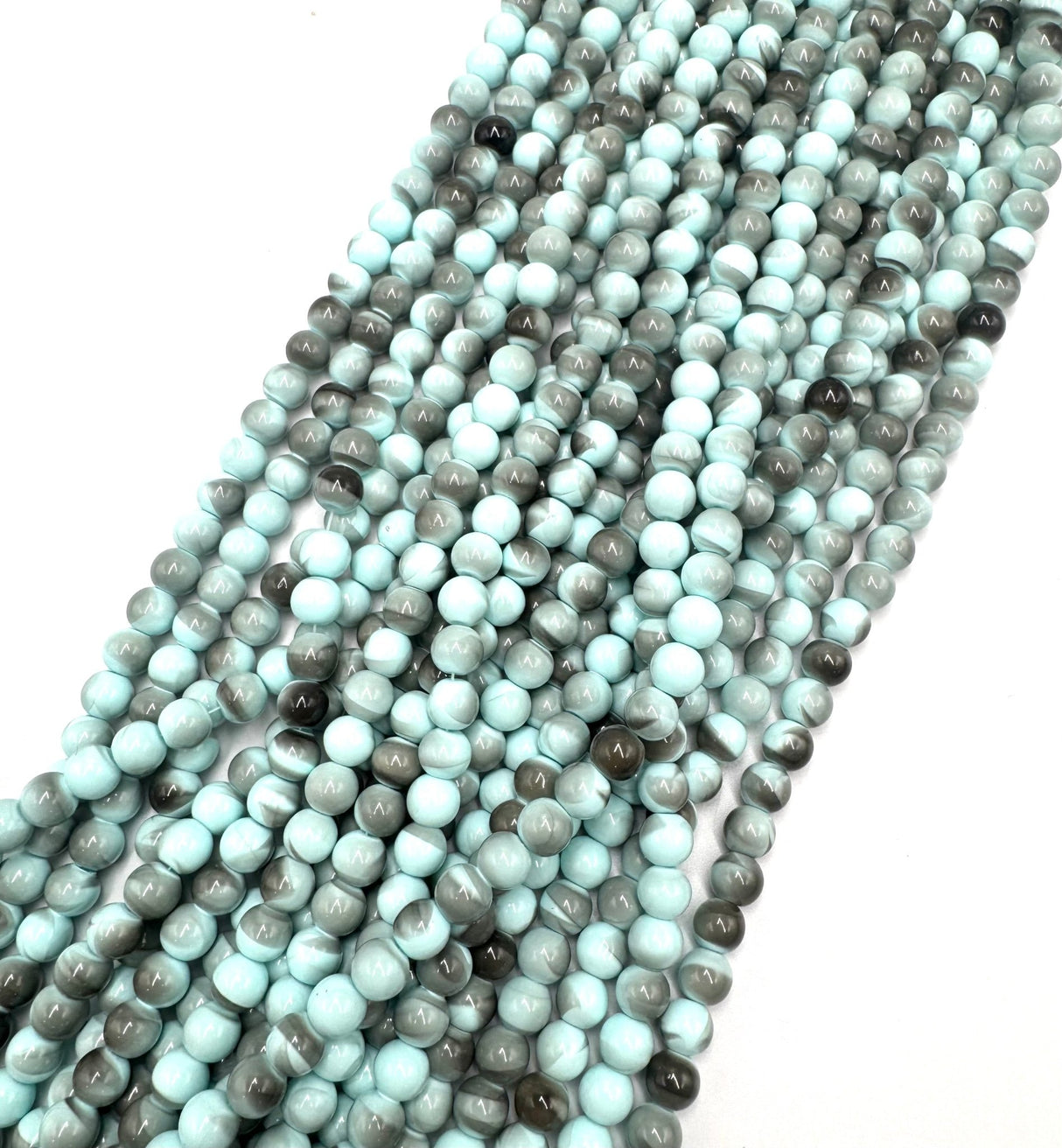 Glasperler – Blå Two Tone, Runde (8~8.5mm) - Uniq Perler - 119192
