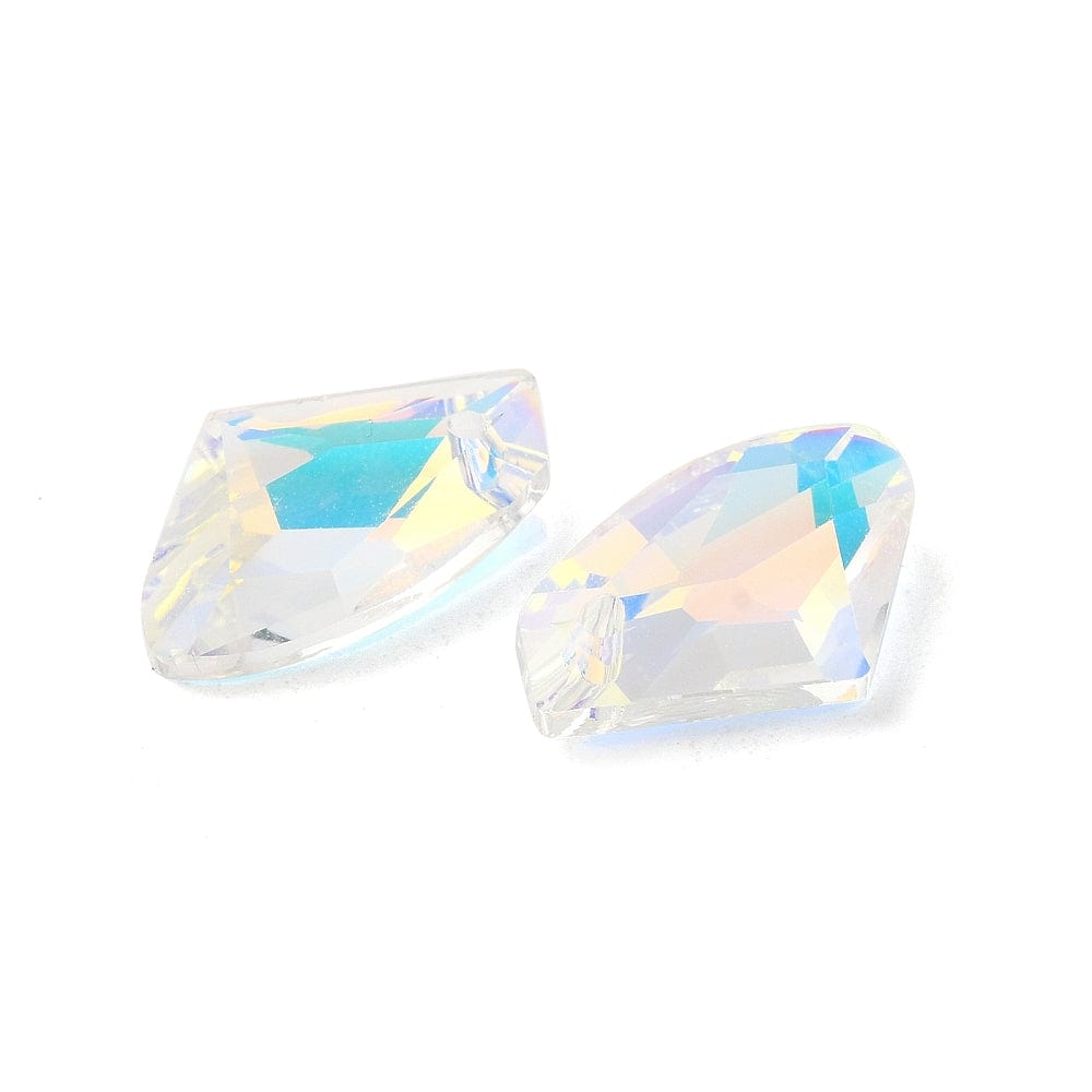 Glasperler - Facetteret, Klar (19x11mm) 2 Stk - Uniq Perler - 113390