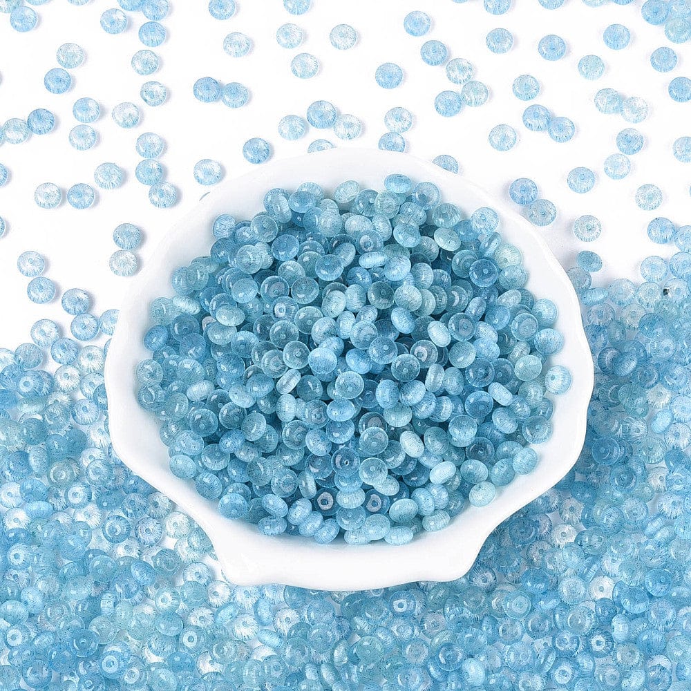 Glasperler – Imitation Cat Eye Rondel Blå 100 gram(6x3mm) - Uniq Perler - 116197
