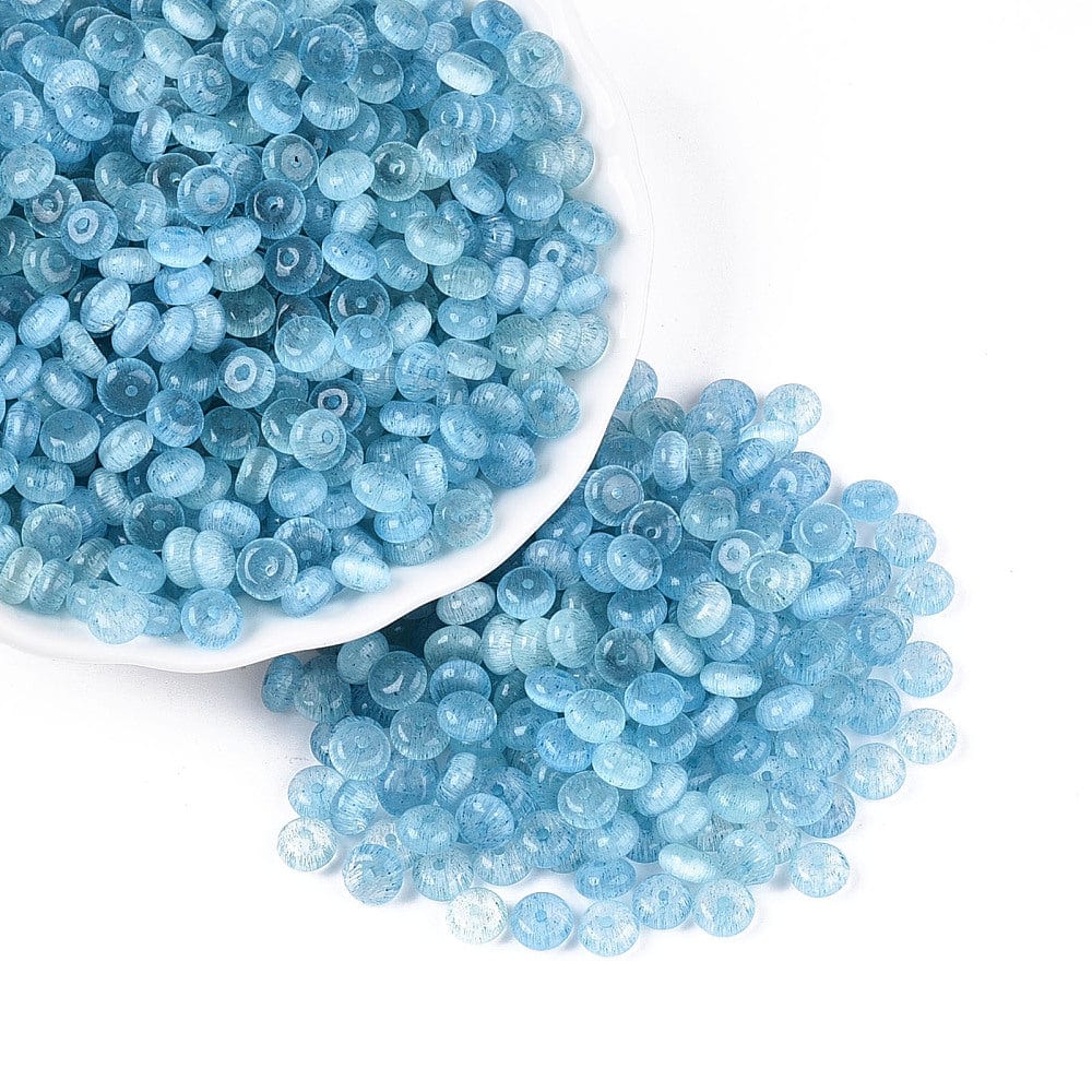 Glasperler – Imitation Cat Eye Rondel Blå 100 gram(6x3mm) - Uniq Perler - 116197