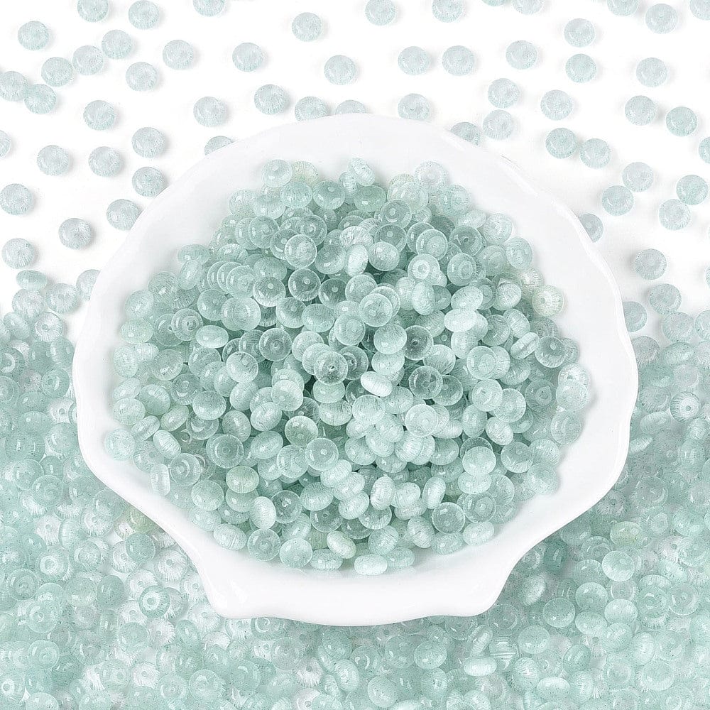 Glasperler – Imitation Cat Eye Rondel Lys Grøn 100 gram(6x3mm) - Uniq Perler - 116198