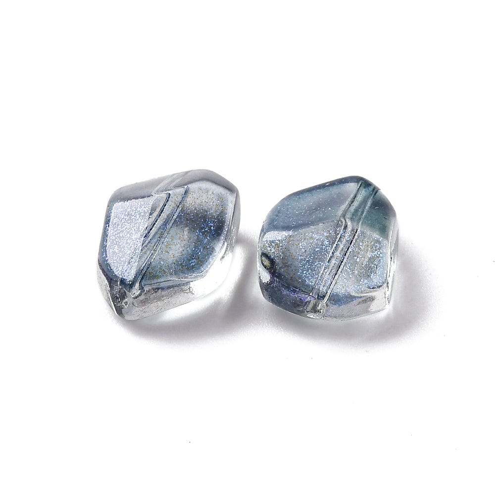 Glasperler Med Guld Folie, Grå, 10,5x11,5mm, 10 stk. - Uniq Perler - 114136