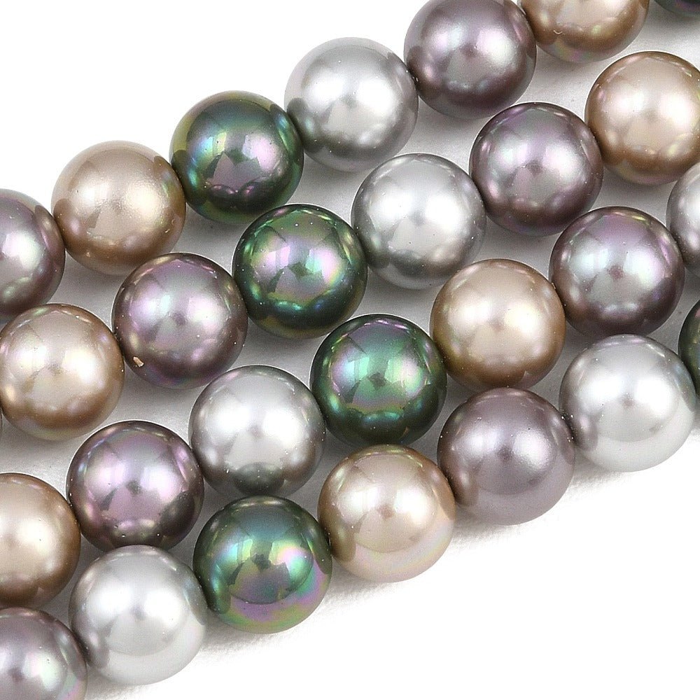 Glasperler Med Perleeffekt – Farve Mix, Runde (8mm) - Uniq Perler - 125854
