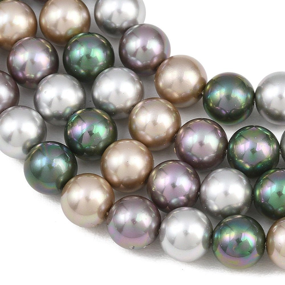Glasperler Med Perleeffekt – Farve Mix, Runde (8mm) - Uniq Perler - 125854