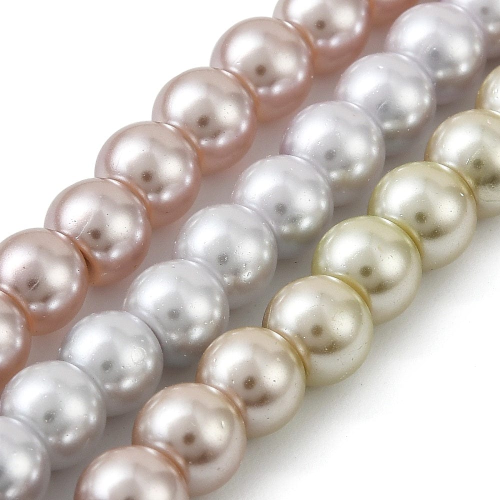 Glasperler Med Perlemorseffekt – Farve Mix, Rund (6x5mm) 10 Strenge - Uniq Perler - 116213