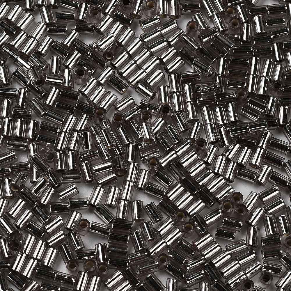 Glasperler, Metallic Grå, Rørformet, 3,5x2,5mm, 20gr - Uniq Perler - 111421