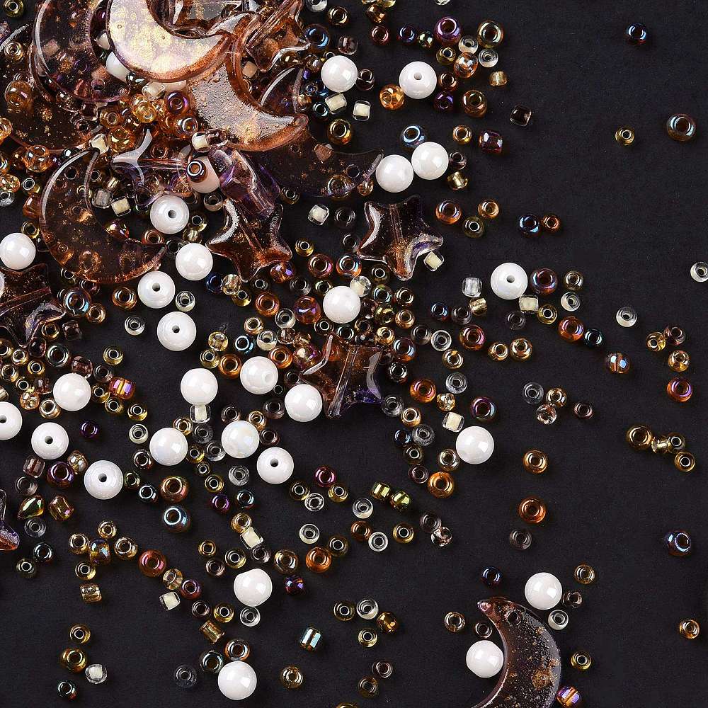 Glasperler Mix – Brunt Mix, Assorteret Størrelser og Modeller (37 - 42gr) - Uniq Perler - 114659