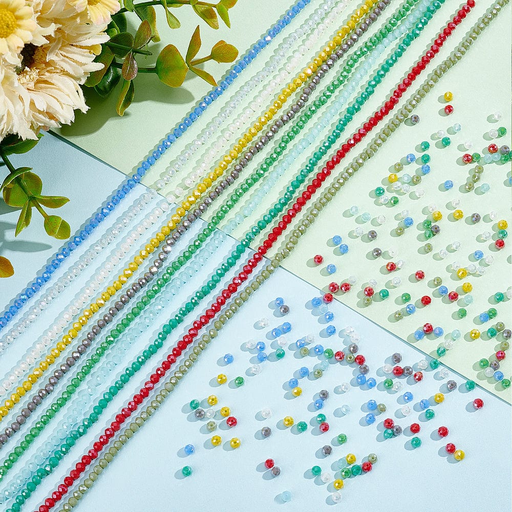 Glasperler Mix – Facetteret, Assorterede Farver (3,5x4mm, 10 Strenge) - Uniq Perler - 5678451234