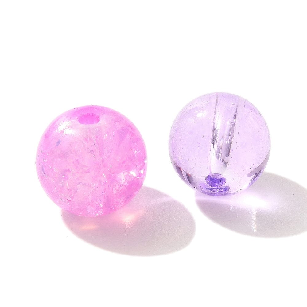 Glasperler – Pink/Lilla, Runde (8 - 10mm) Ca. 100g - Uniq Perler - 115881