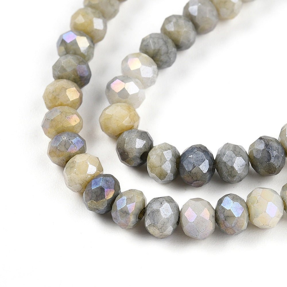 Glasperler, Rondel, Grå, (4x3mm) - Uniq Perler - 114585