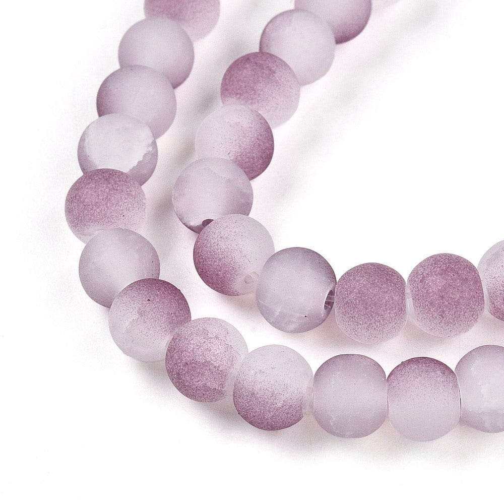 Glasperler – Rosa, Krakeleret, Frostet (6mm) - Uniq Perler - 115070