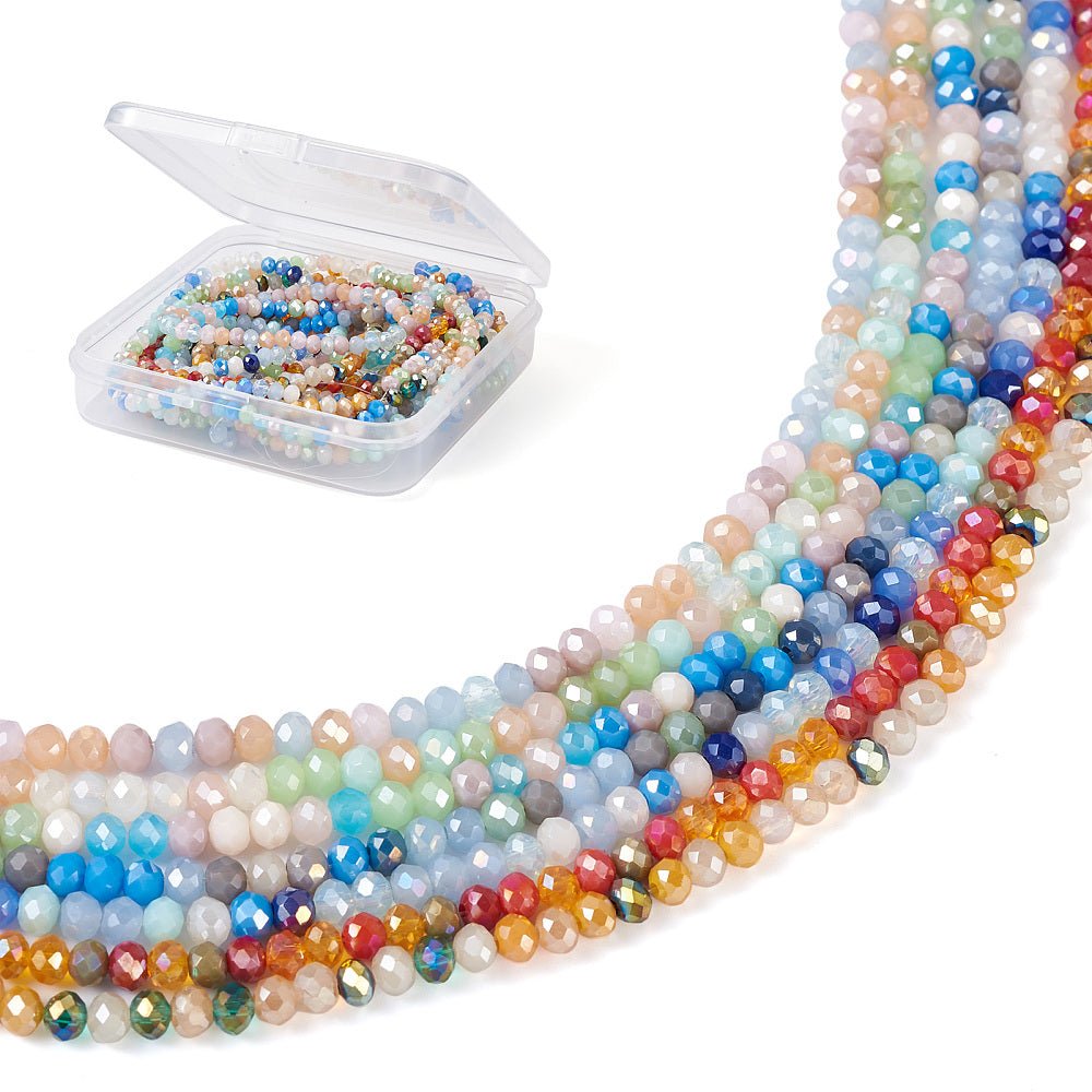 Glasperler Sæt – Facetslebet Rondel (3–3.5mm, 7 Strenge) - Uniq Perler - 120218