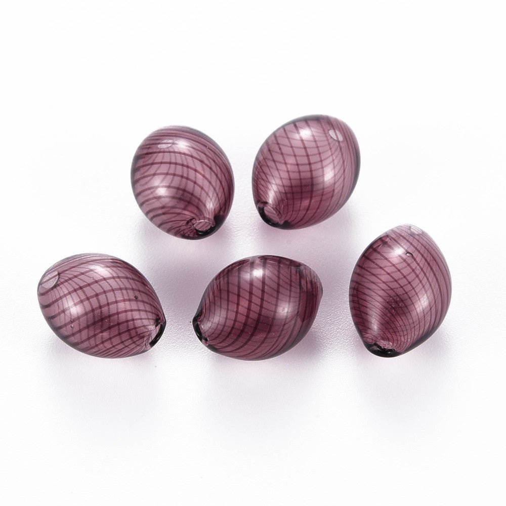 Glasperler – Stribemønster, Ovale (15~16x11~12mm) 2 Stk - Uniq Perler - 118641