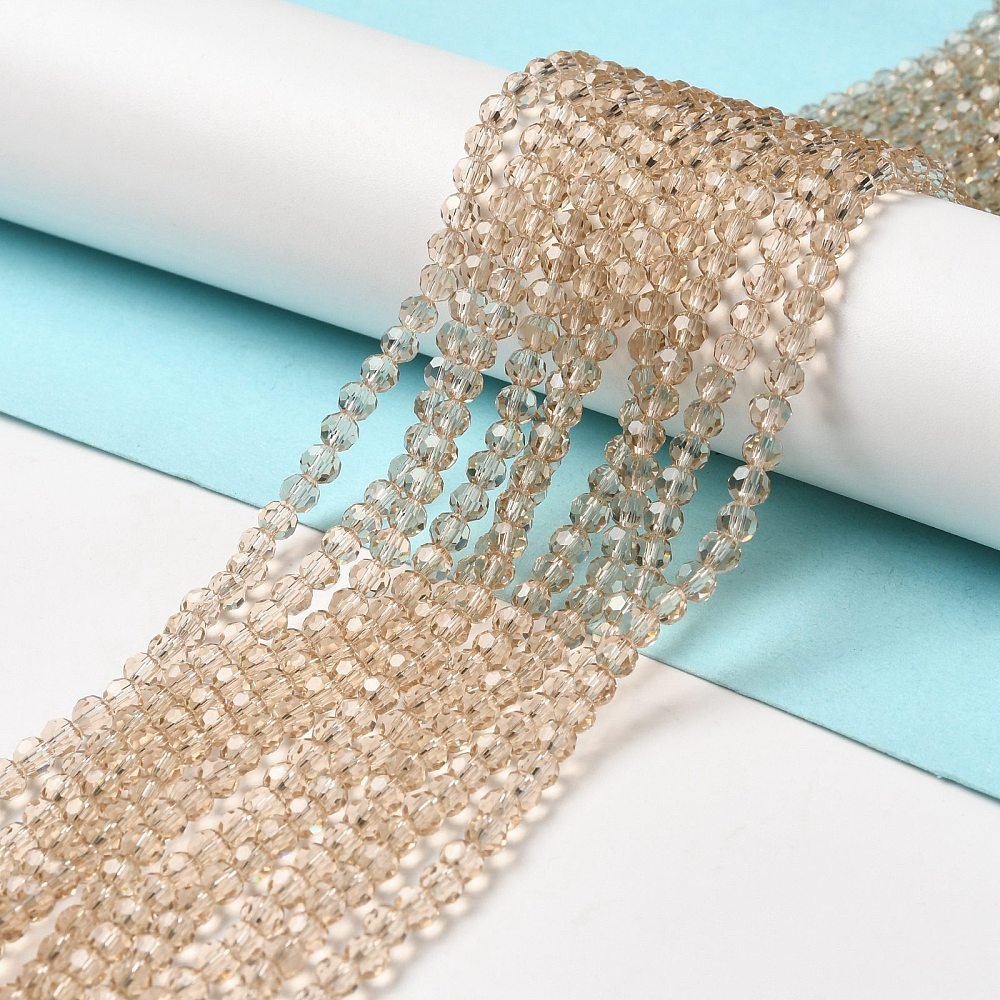 Glasperler – Transparent, Facetterede Runde (4mm) - Uniq Perler -