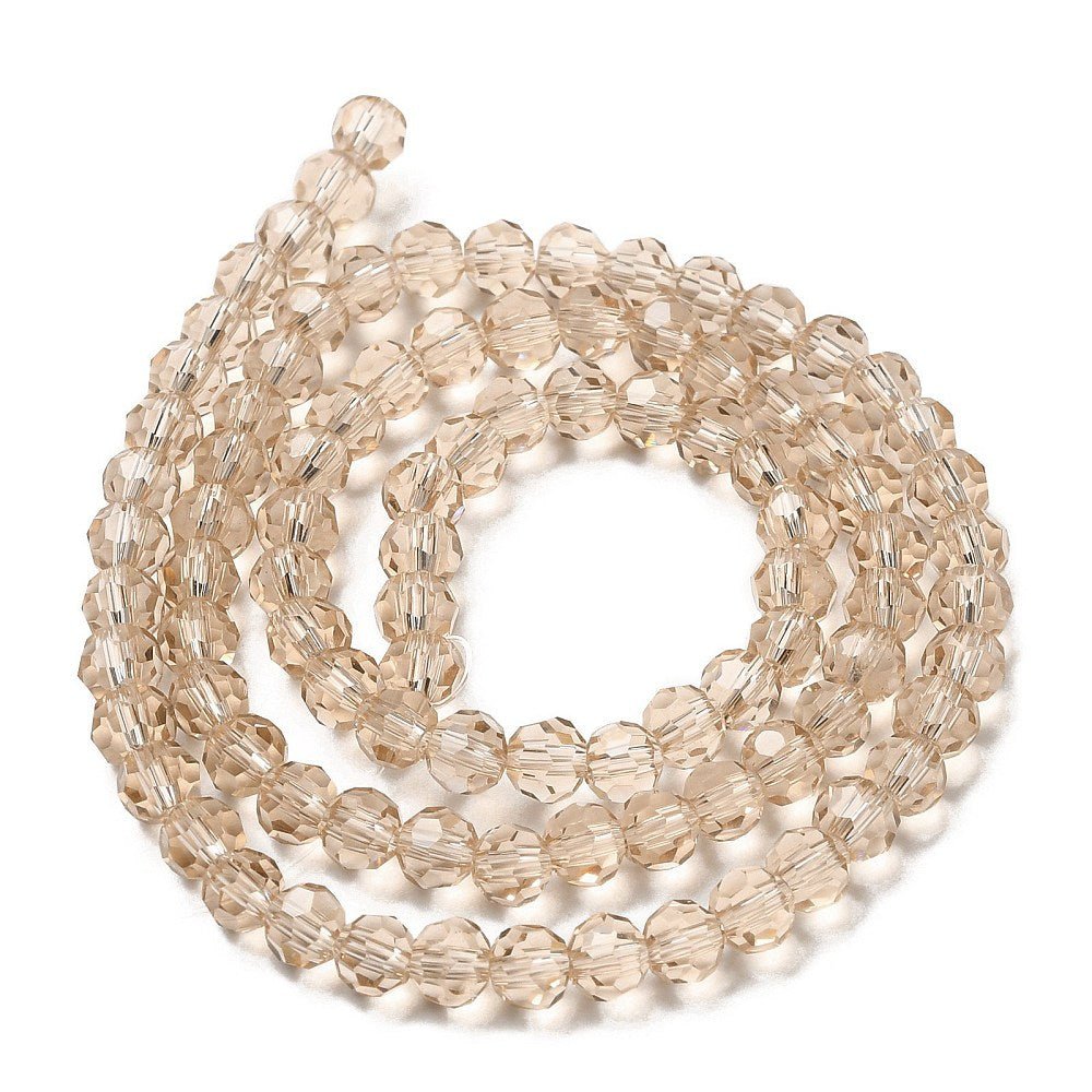 Glasperler – Transparent, Facetterede Runde (4mm) - Uniq Perler -